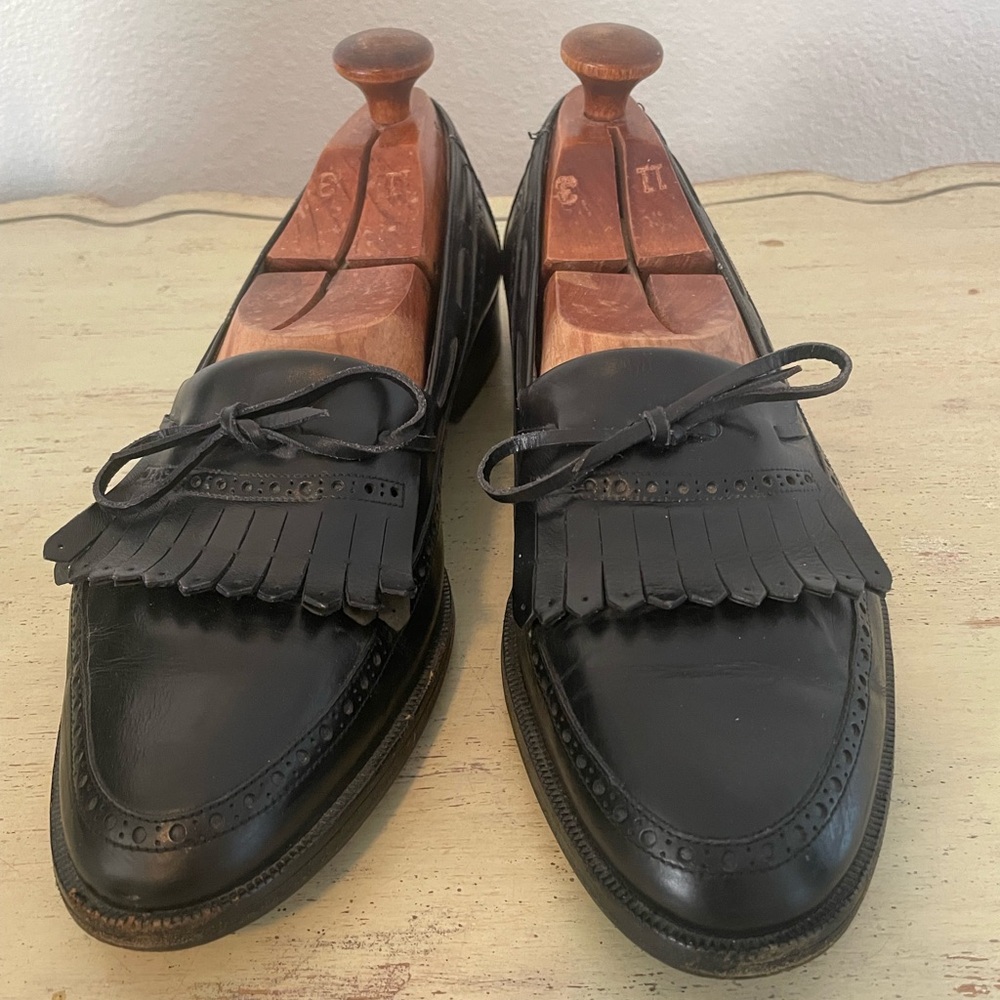 BALLY Made in Italy Vintage Brogues Detail Kiltie Loafers in Black Size 12‎ D